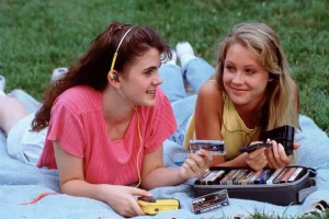 in the park, retro-style Sony Walkman player
